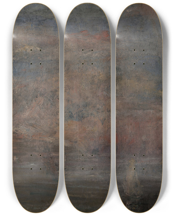 Triptych art skateboard deck of James Ensor After The Storm_1 by James Ensor (1860-1949)