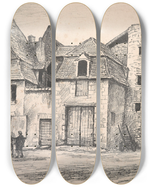 Triptych art skateboard deck of Roger Fry La Charit by Roger Fry (1866-1934)