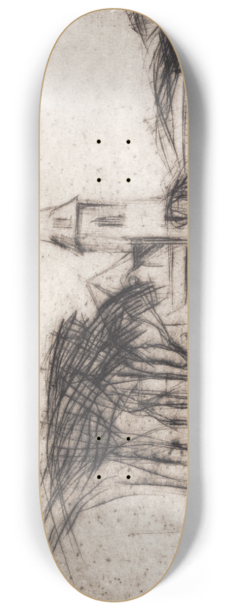 Alfred Simonsen - Vej med kirke 8.25 inch art skate deck