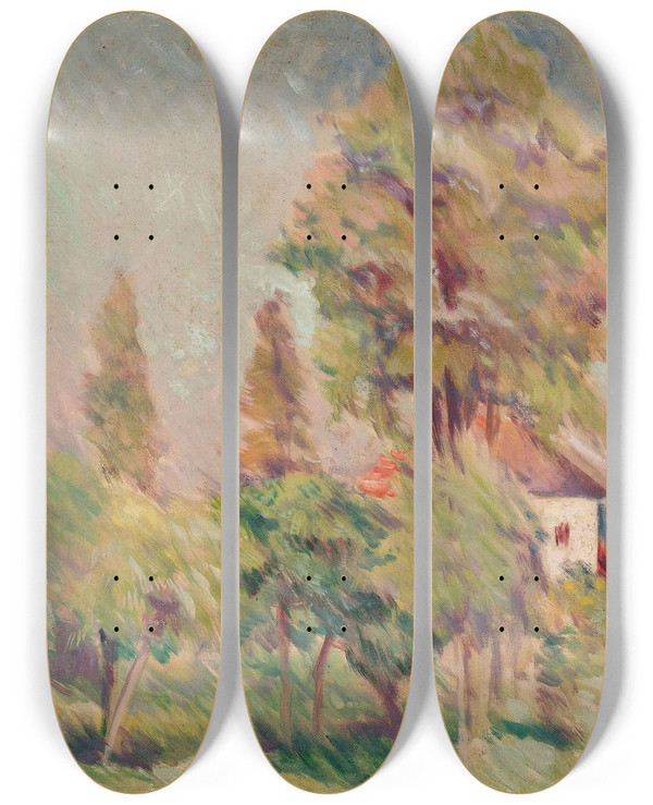 Triptych art skateboard deck of Adam Hannytkiewicz Morning by Adam Hannytkiewicz (1887-1946)