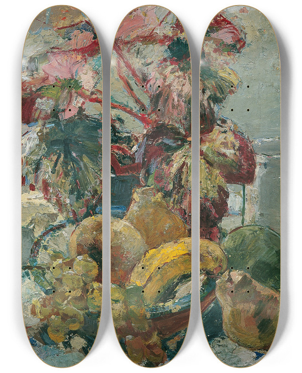 Triptych art skateboard deck of August Rieger Stillleben by August Rieger (1886-1941)