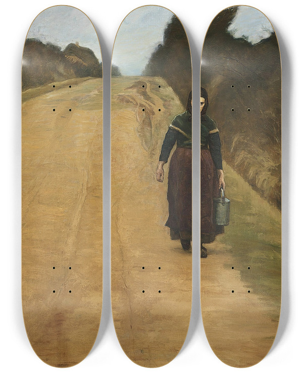 Triptych art skateboard deck of Johannes Kragh Sommeraften by Johannes Kragh (1870-1946)