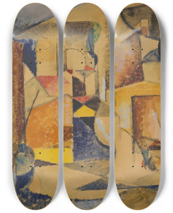 Triptych art skateboard deck of Albert Gleizes Composition_2 by Albert Gleizes (1881-1953)