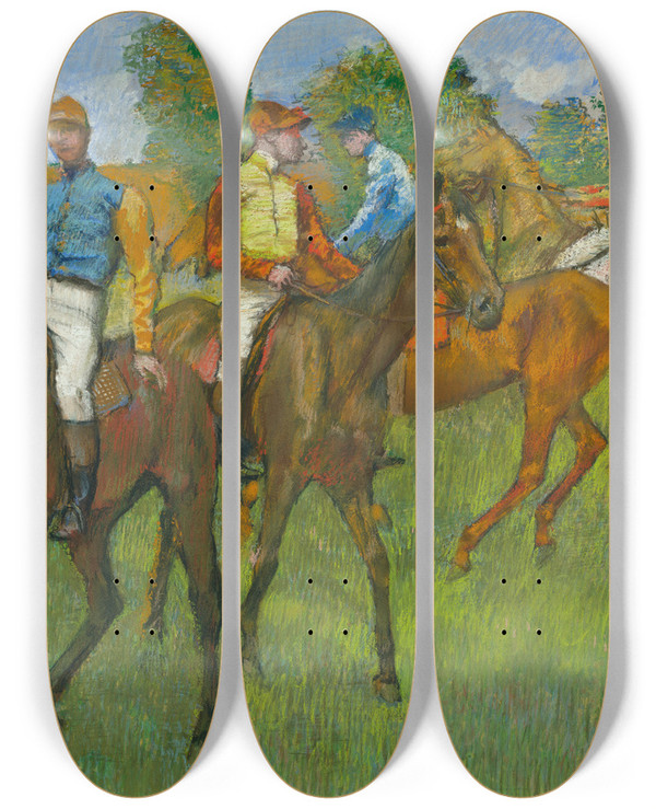 Triptych art skateboard deck of Edgar Degas Before The Race by Edgar Degas (1834-1917)