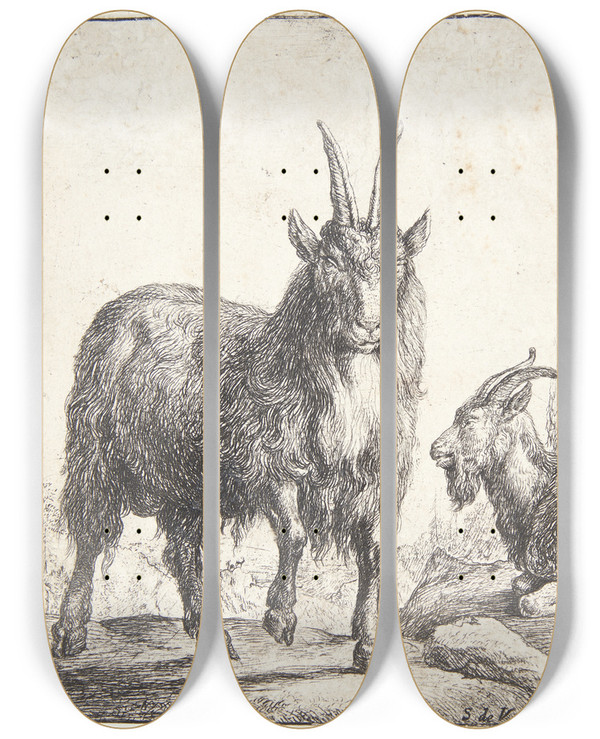 Triptych art skateboard deck of Simon De Vlieger Fire Geder by Simon de Vlieger (1601-1653)
