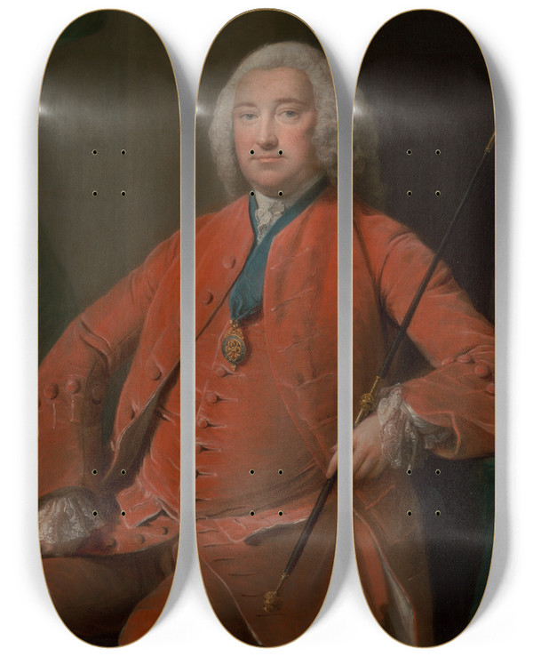 Triptych art skateboard deck of Allan Ramsay Henry Bellenden by Allan Ramsay (1713-1784)