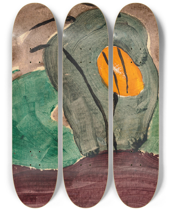 Triptych art skateboard deck of Arthur Dove Sun Through Tree Ii by Arthur Dove (1880-1946)