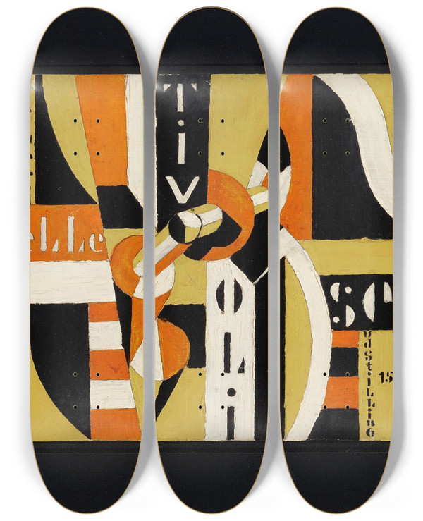 Triptych art skateboard deck of Thorvald Hellesen Tivol by Thorvald Hellesen (1888-1937)