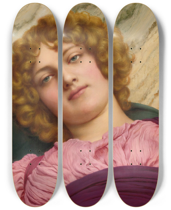 Triptych art skateboard deck of John William Godward Myrhinna by John William Godward (1861-1922)