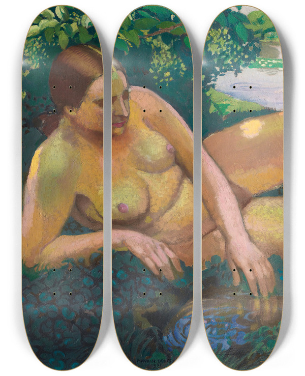 Triptych art skateboard deck of Maurice Denis La Source by Maurice Denis (1870-1943)