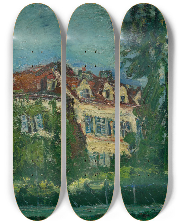 Triptych art skateboard deck of Cham Soutine Landscape Withhouse by Chaim Soutine (1893-1943)