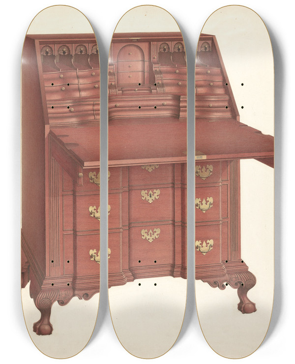 Triptych art skateboard deck of Ferdinand Cartier Desk_3 by Ferdinand Cartier