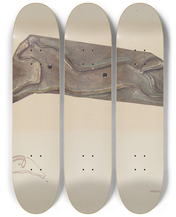 Triptych art skateboard deck of Adolph Opstad Cookie Cutter by Adolph Opstad