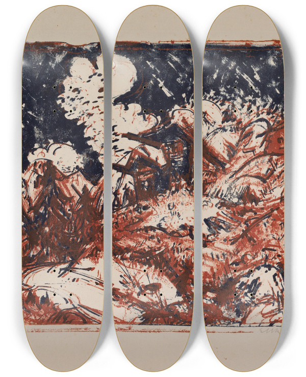 Triptych art skateboard deck of Ernst Ludwig Kirchner Alphtten_2 by Ernst Ludwig Kirchner (1880-1938)