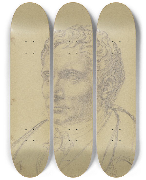 Triptych art skateboard deck of Eugen Eduard Schffer Bildnis Des Peter Von Cornelius by Eugen Eduard Schaffer (1802-1871)