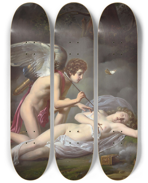 Triptych art skateboard deck of Michel Philibert Genod Lamour Et Psych by Michel Philibert Genod (1795-1862)