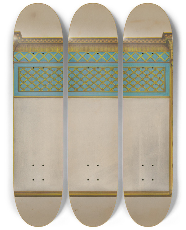 Triptych art skateboard deck of Arthur Johnson Mantel Looking Glass_1 by Arthur Johnson