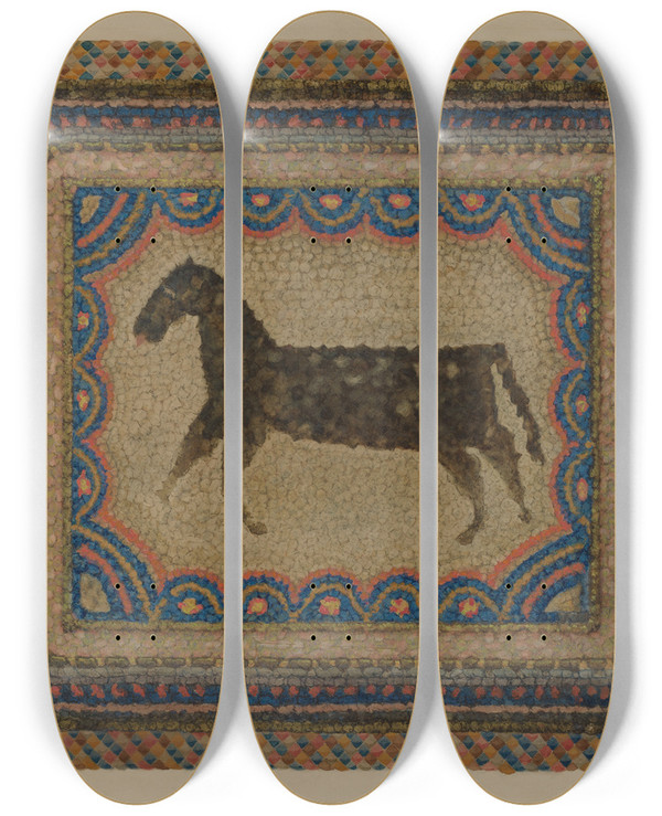 Triptych art skateboard deck of George V Vezolles Shaker Rug_1 by George V Vezolles