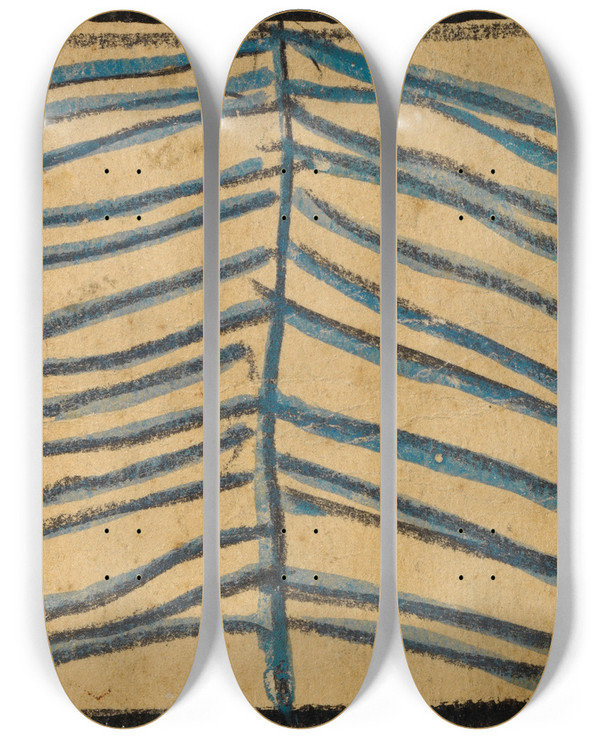 Triptych art skateboard deck of Egon Schiele Abstrahierter Nadelbaum by Egon Schiele (1890-1918)