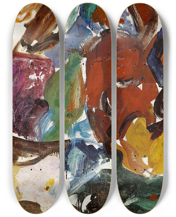 Triptych art skateboard deck of Edvard Weie Dante Og Virgil by Edvard Weie (1879-1943)