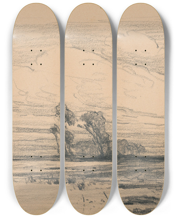 Triptych art skateboard deck of Udovt Ordk Landscape_5 by udovt ordk (1865-1937)