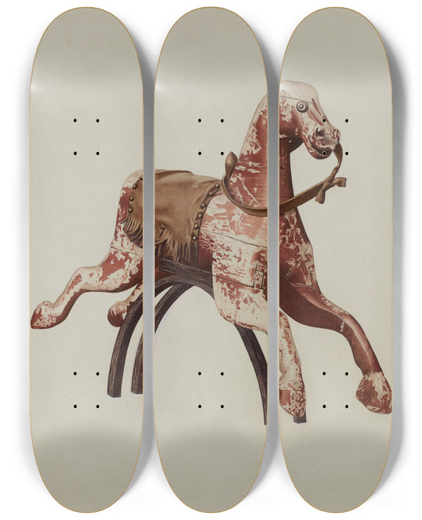 Triptych art skateboard deck of Henry Tomaszewski Rock Horse by Henry Tomaszewski