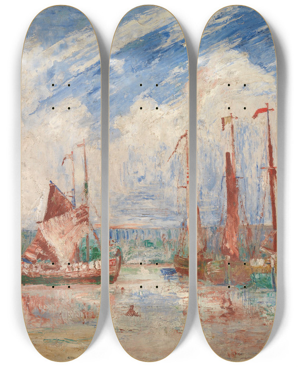 Triptych art skateboard deck of James Ensor Sloops by James Ensor (1860-1949)