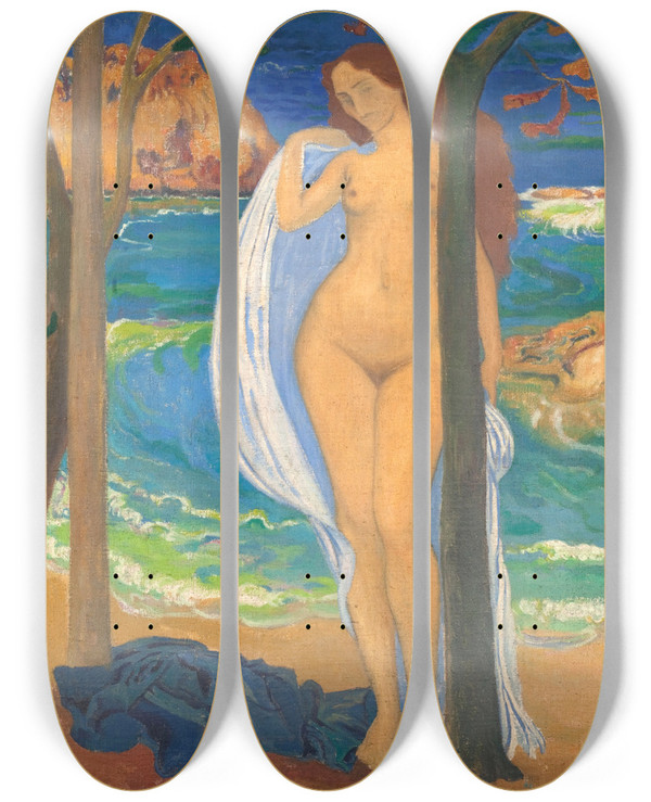 Triptych art skateboard deck of Aristide Maillol Mditerrane by Aristide Maillol (1861-1944)