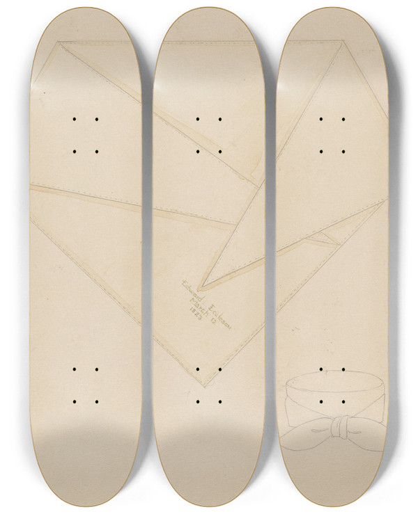Triptych art skateboard deck of Sylvia De Zon Neckerchief by Sylvia De Zon