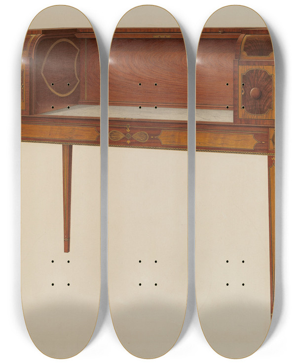 Triptych art skateboard deck of Ferdinand Cartier Mixing Table by Ferdinand Cartier