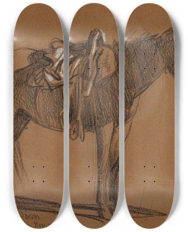 Triptych art skateboard deck of Maynard Dixon Horse Study by Maynard Dixon (1875-1946)