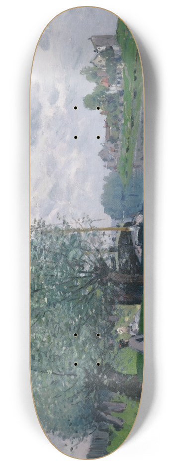 Alfred Sisley - La Seine  Bougival (The Seine atBougival) 8.25 inch art skate deck