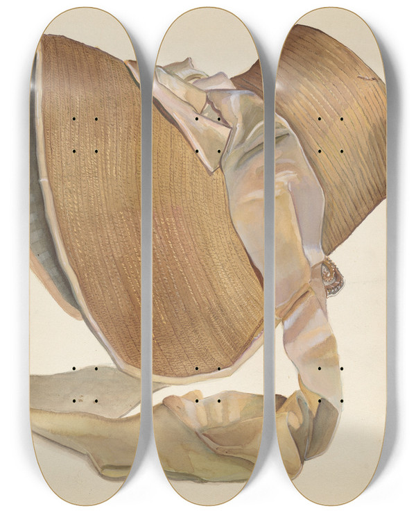 Triptych art skateboard deck of Gwyneth King Bonnet by Gwyneth King
