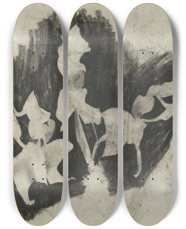 Triptych art skateboard deck of Carel Adolph Lion Cachet Tak Orchideen by Carel Adolph Lion Cachet (1864-1945)