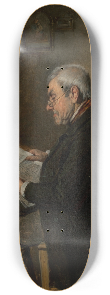 Hermann Kern - A gentleman reading a newspaper 8.25 inch art skate deck