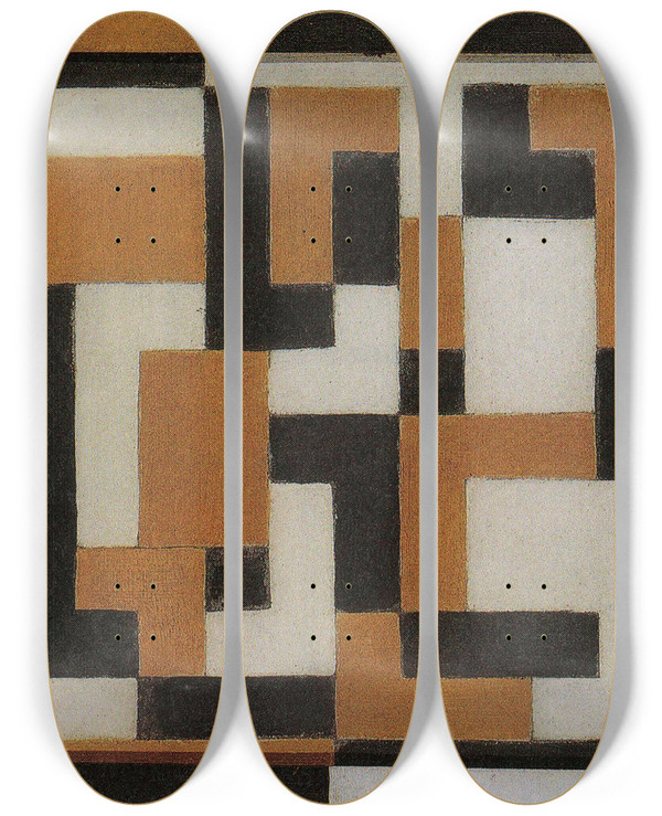 Triptych art skateboard deck of Theo Van Doesburg Composition_1 by Theo Van Doesburg (1883-1931)