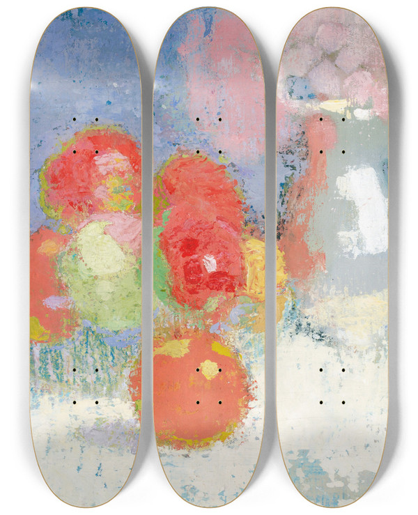 Triptych art skateboard deck of Helene Schjerfbeck Red Apples by Helene Schjerfbeck (1862-1946)