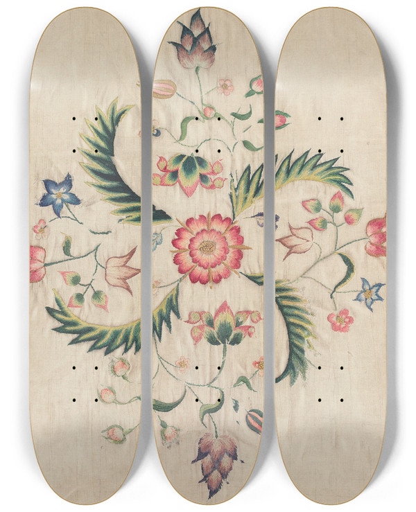 Triptych art skateboard deck of Martha Elliot Bed Hanging by Martha Elliot