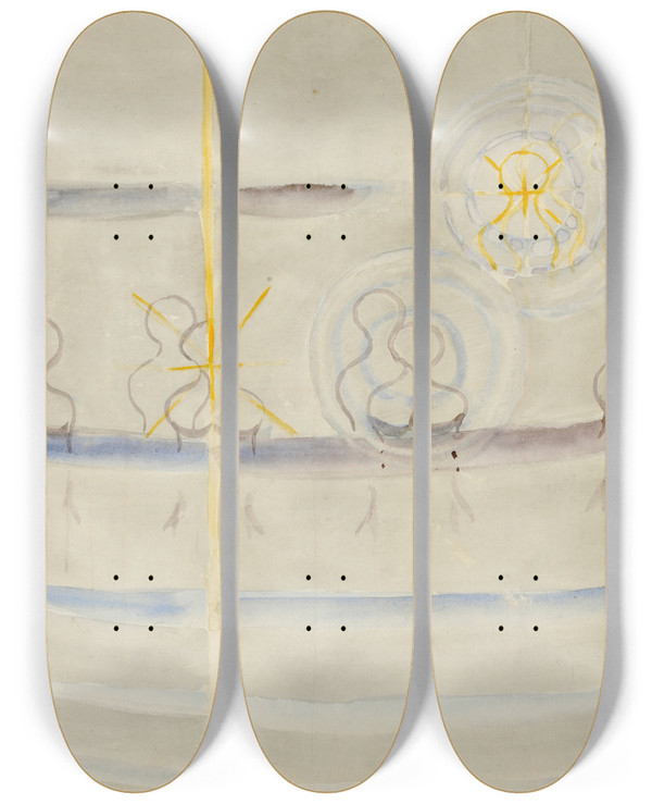 Triptych art skateboard deck of Otto Meyeramden Tagebuchblatt_2 by Otto Meyer-Amden (1885-1933)