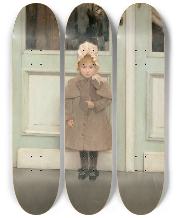 Triptych art skateboard deck of Fernand Khnopff Jeanne Kfer by Fernand Khnopff (1858-1921)