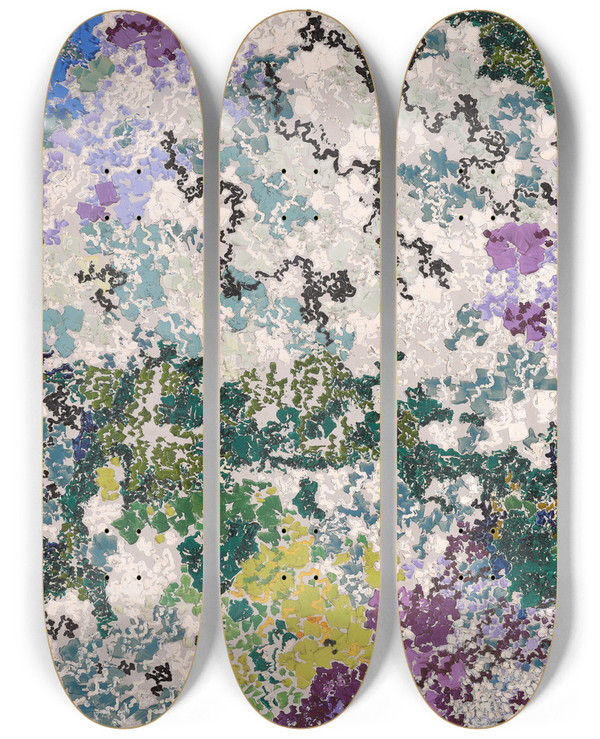 Triptych art skateboard deck of Augusto Giacometti May Morning by Augusto Giacometti (1877-1947)