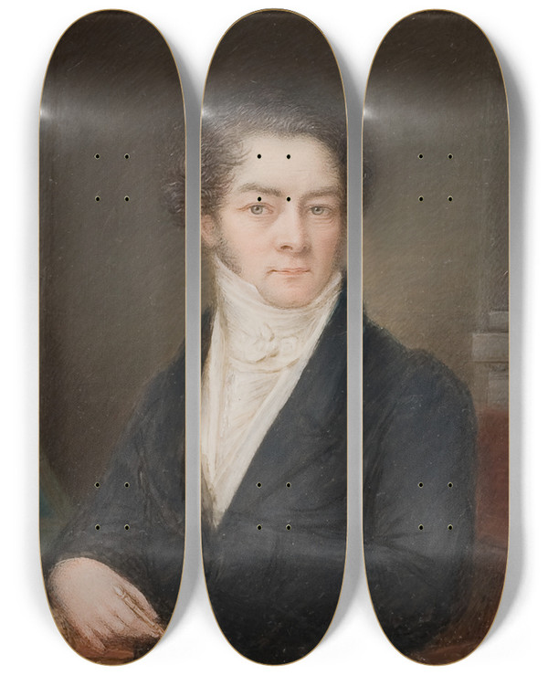 Triptych art skateboard deck of Anders Gustaf Andersson Selfportrait by Anders Gustaf Andersson