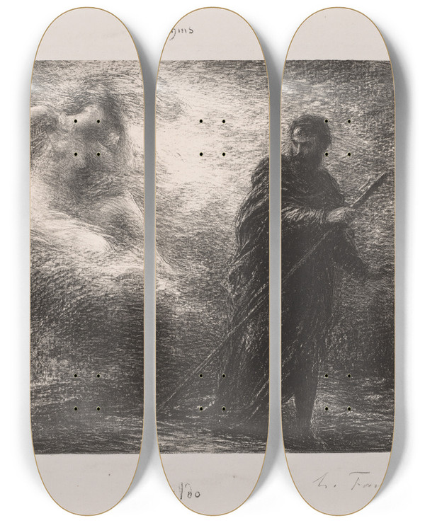 Triptych art skateboard deck of Henri Fantinlatour Rinaldo_2 by Henri Fantin-Latour (1836-1904)