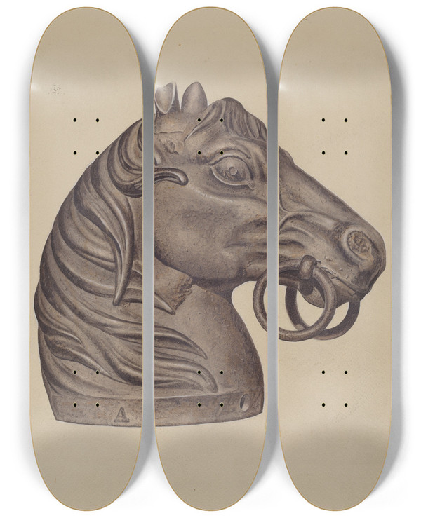 Triptych art skateboard deck of American 20Th Century Hitching Post_2 by American 20Th Century