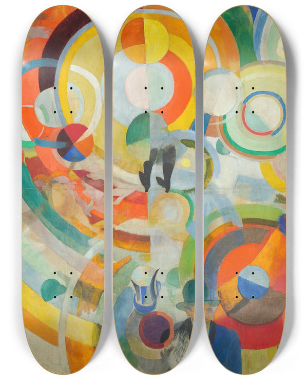 Triptych art skateboard deck of Robert Delaunay Mange De Cochons_1 by Robert Delaunay (1885-1941)