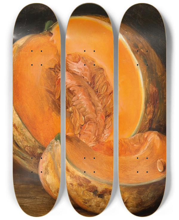 Triptych art skateboard deck of Josef Navrtil A Pumpkin by Josef Navratil (1798-1865)