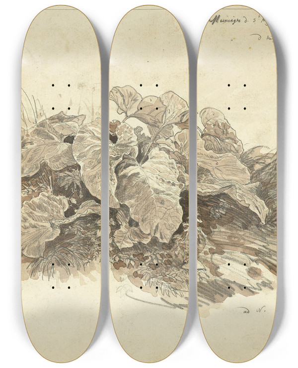 Triptych art skateboard deck of Carl Wagner Huflattich by Carl Wagner (1796-1867)