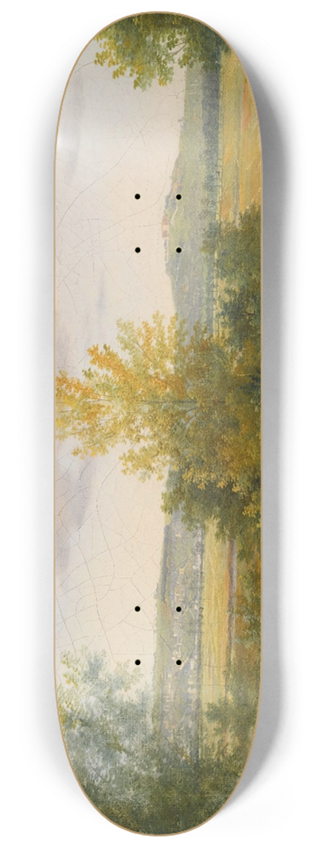 Achille Etna Michallon - Pastoral landscape with two travellers 8.25 inch art skate deck