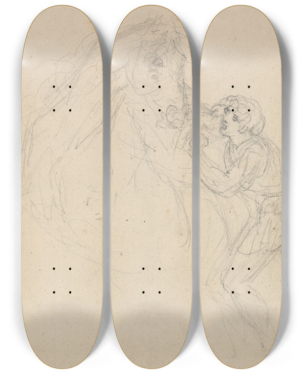 Triptych art skateboard deck of Sawrey Gilpin Study For Gullivers Travels by Sawrey Gilpin (1733-1807)