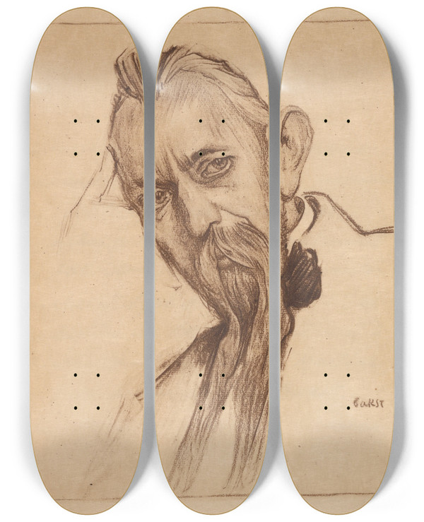 Triptych art skateboard deck of Lon Bakst Le Sacre Du Printemps 2 by Leon Bakst (1866-1924)
